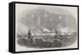 The Bombardment of Sveaborg, Burning of the 60 Gun-Boat Sheds, Sketched from an Opposite Rock-John Wilson Carmichael-Framed Stretched Canvas