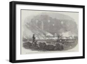 The Bombardment of Sveaborg, Burning of the 60 Gun-Boat Sheds, Sketched from an Opposite Rock-John Wilson Carmichael-Framed Giclee Print