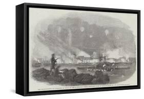 The Bombardment of Sveaborg, Burning of the 60 Gun-Boat Sheds, Sketched from an Opposite Rock-John Wilson Carmichael-Framed Stretched Canvas