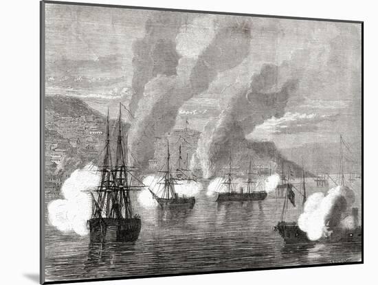 The Bombardment of Valparaiso on 31 March 1866, from 'L'Univers Illustré', 1866-null-Mounted Giclee Print