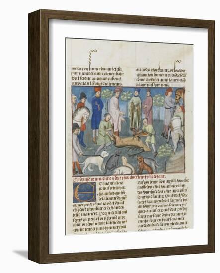 The Book of Gaston Phoebus Hunting: Cutting the Deer-null-Framed Giclee Print