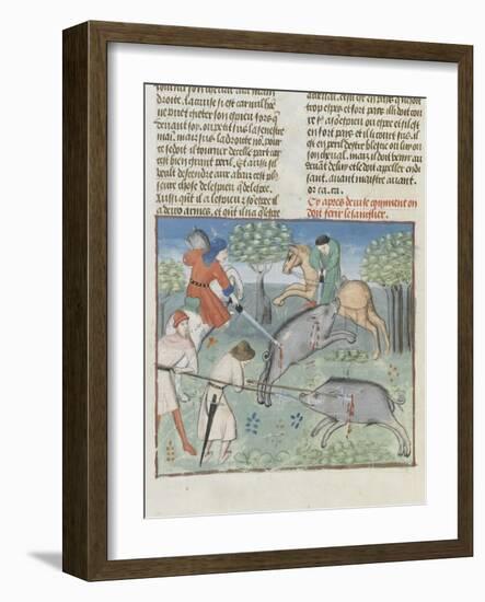The Book of Gaston Phoebus Hunting: Killing the Boar-null-Framed Giclee Print
