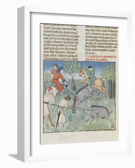 The Book of Gaston Phoebus Hunting: Killing the Boar-null-Framed Giclee Print