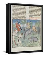 The Book of Gaston Phoebus Hunting: Killing the Boar-null-Framed Stretched Canvas