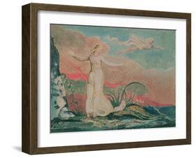 The Book of Thel, Plate 4 Thel in the Vale of Har, 1794 (Colour-Printed Relief Etching)-William Blake-Framed Giclee Print