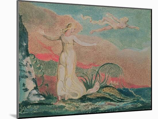 The Book of Thel, Plate 4 Thel in the Vale of Har, 1794 (Colour-Printed Relief Etching)-William Blake-Mounted Giclee Print