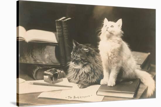 The Bookkeepers, Cats on Desk-null-Stretched Canvas