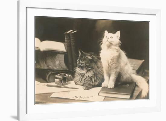 The Bookkeepers, Cats on Desk-null-Framed Premium Giclee Print
