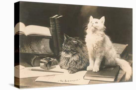 The Bookkeepers, Cats on Desk-null-Stretched Canvas