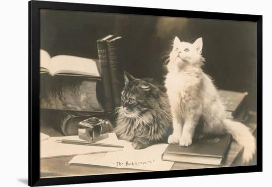 The Bookkeepers, Cats on Desk-null-Framed Art Print