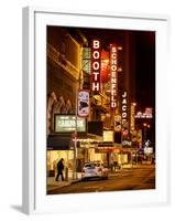 The Booth Theatre at Broadway - Urban Street Scene by Night with a NYPD Police Car - Manhattan-Philippe Hugonnard-Framed Photographic Print