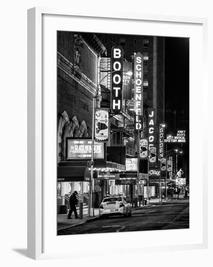 The Booth Theatre at Broadway - Urban Street Scene by Night with a NYPD Police Car - Manhattan-Philippe Hugonnard-Framed Photographic Print