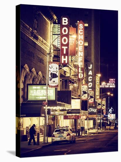 The Booth Theatre at Broadway - Urban Street Scene by Night with a NYPD Police Car - Manhattan-Philippe Hugonnard-Stretched Canvas