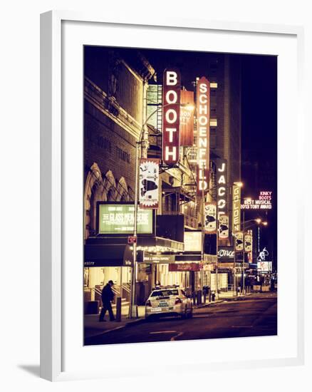 The Booth Theatre at Broadway - Urban Street Scene by Night with a NYPD Police Car - Manhattan-Philippe Hugonnard-Framed Photographic Print