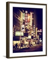 The Booth Theatre at Broadway - Urban Street Scene by Night with a NYPD Police Car - Manhattan-Philippe Hugonnard-Framed Photographic Print