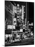 The Booth Theatre at Broadway - Urban Street Scene by Night with a NYPD Police Car - Manhattan-Philippe Hugonnard-Mounted Art Print