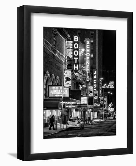 The Booth Theatre at Broadway - Urban Street Scene by Night with a NYPD Police Car - Manhattan-Philippe Hugonnard-Framed Art Print