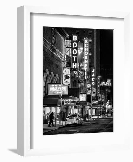 The Booth Theatre at Broadway - Urban Street Scene by Night with a NYPD Police Car - Manhattan-Philippe Hugonnard-Framed Art Print