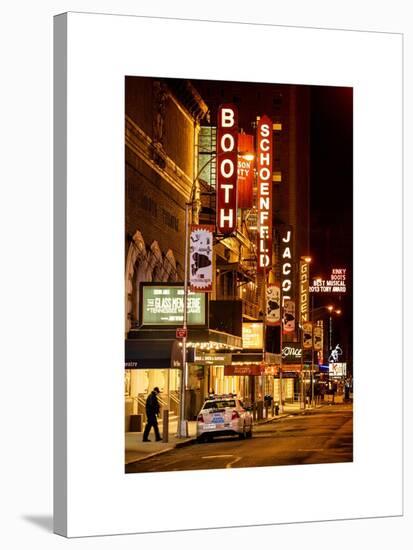 The Booth Theatre at Broadway - Urban Street Scene by Night with a NYPD Police Car - Manhattan-Philippe Hugonnard-Stretched Canvas