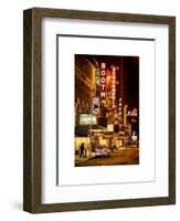 The Booth Theatre at Broadway - Urban Street Scene by Night with a NYPD Police Car - Manhattan-Philippe Hugonnard-Framed Art Print