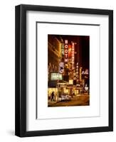 The Booth Theatre at Broadway - Urban Street Scene by Night with a NYPD Police Car - Manhattan-Philippe Hugonnard-Framed Art Print