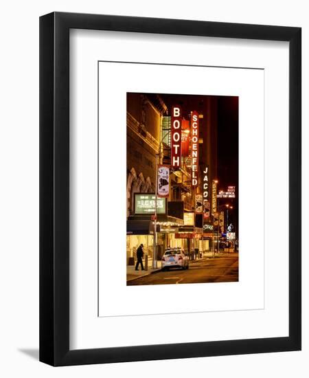 The Booth Theatre at Broadway - Urban Street Scene by Night with a NYPD Police Car - Manhattan-Philippe Hugonnard-Framed Art Print