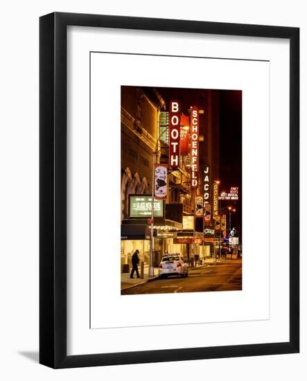 The Booth Theatre at Broadway - Urban Street Scene by Night with a NYPD Police Car - Manhattan-Philippe Hugonnard-Framed Art Print