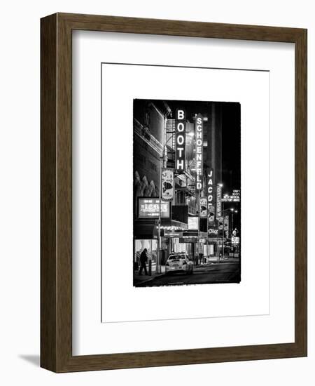 The Booth Theatre at Broadway - Urban Street Scene by Night with a NYPD Police Car - Manhattan-Philippe Hugonnard-Framed Art Print