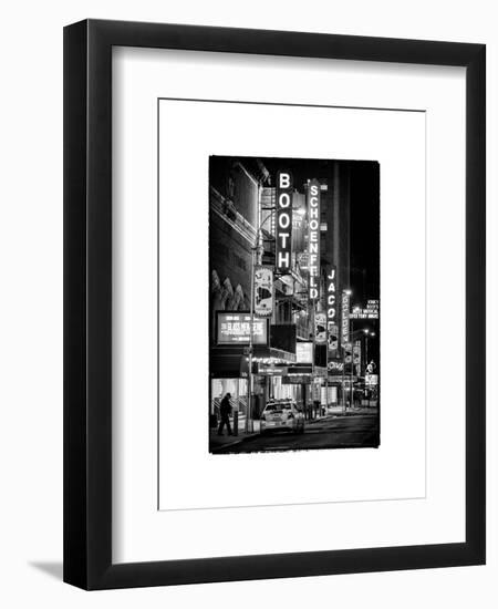 The Booth Theatre at Broadway - Urban Street Scene by Night with a NYPD Police Car - Manhattan-Philippe Hugonnard-Framed Art Print