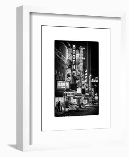 The Booth Theatre at Broadway - Urban Street Scene by Night with a NYPD Police Car - Manhattan-Philippe Hugonnard-Framed Art Print