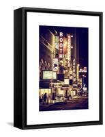 The Booth Theatre at Broadway - Urban Street Scene by Night with a NYPD Police Car - Manhattan-Philippe Hugonnard-Framed Stretched Canvas