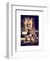 The Booth Theatre at Broadway - Urban Street Scene by Night with a NYPD Police Car - Manhattan-Philippe Hugonnard-Framed Art Print