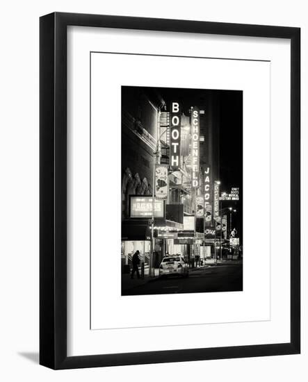 The Booth Theatre at Broadway - Urban Street Scene by Night with a NYPD Police Car - Manhattan-Philippe Hugonnard-Framed Art Print