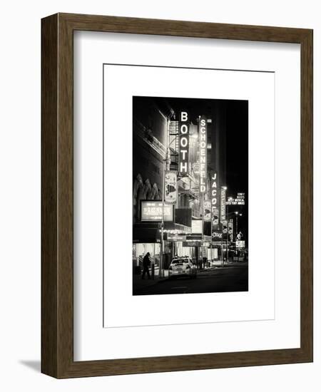 The Booth Theatre at Broadway - Urban Street Scene by Night with a NYPD Police Car - Manhattan-Philippe Hugonnard-Framed Art Print