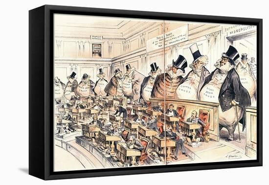 The Bosses of the Senate from the American Magazine 'Puck', January 23rd 1889-Joseph Keppler-Framed Stretched Canvas