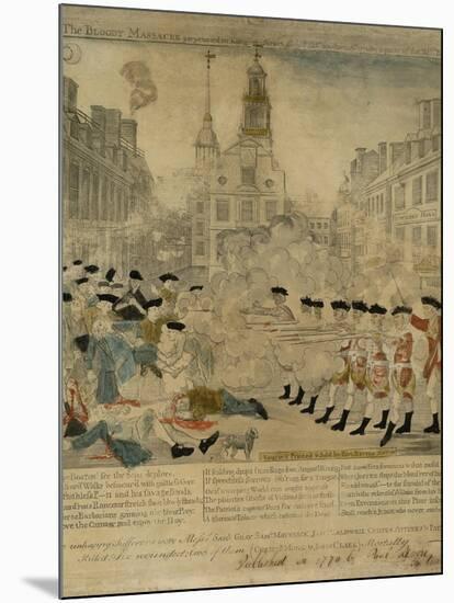 The Boston Massacre Engraving-Paul Revere-Mounted Giclee Print