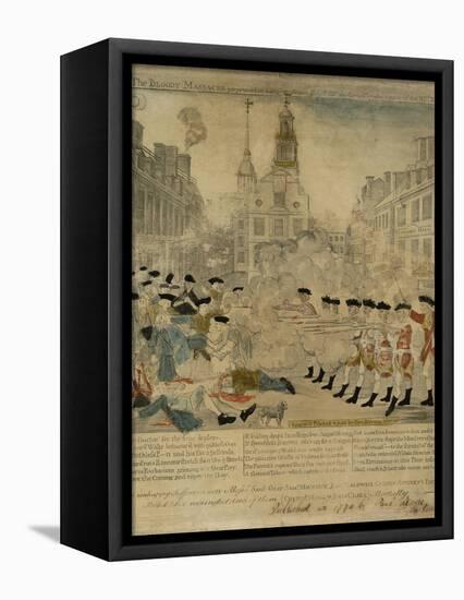 The Boston Massacre Engraving-Paul Revere-Framed Stretched Canvas