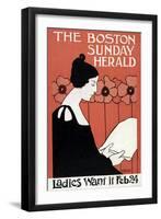The Boston Sunday Herald - Ladies Want it Feb. 24, Pub. C. 1900 (Colour Litho)-Ethel Reed-Framed Giclee Print