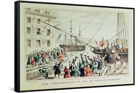 The Boston Tea Party, 1846-Currier & Ives-Framed Stretched Canvas