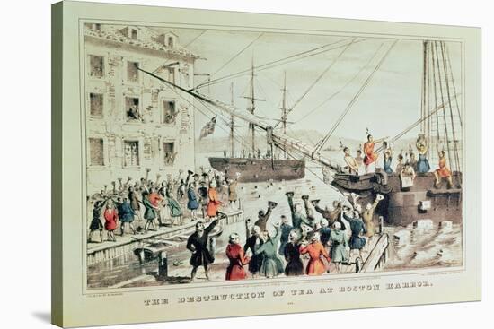 The Boston Tea Party, 1846-Currier & Ives-Stretched Canvas