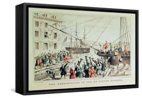 The Boston Tea Party, 1846-Currier & Ives-Framed Stretched Canvas