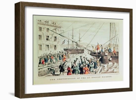 The Boston Tea Party, 1846-Currier & Ives-Framed Giclee Print