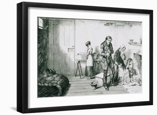 The Bottle, Plate V, Cold, Misery and Want Destroy Their Youngest Child-George Cruikshank-Framed Giclee Print