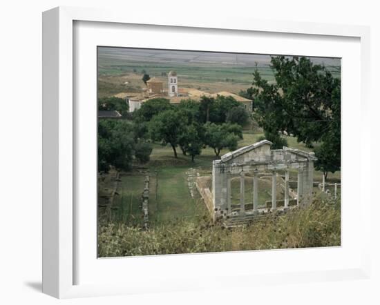 The Boulenterion with Church of Shenmri in Background, Apollonia, Albania-David Poole-Framed Photographic Print