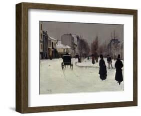 The Boulevard De Clichy under Snow-Norbert Goeneutte-Framed Giclee Print