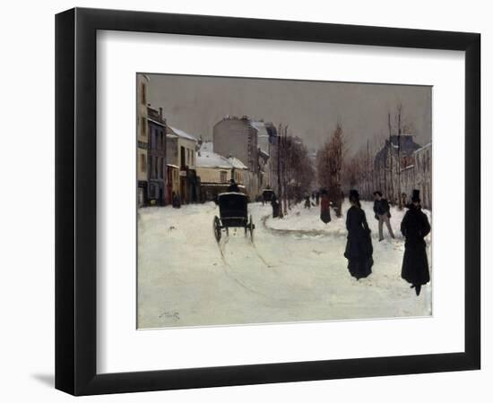 The Boulevard De Clichy under Snow-Norbert Goeneutte-Framed Giclee Print