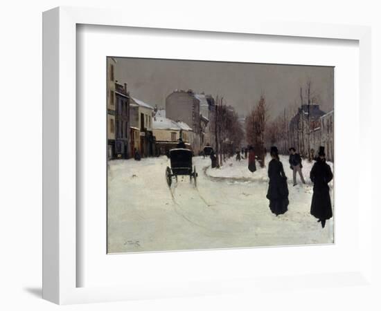 The Boulevard De Clichy under Snow-Norbert Goeneutte-Framed Giclee Print