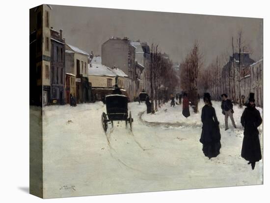 The Boulevard De Clichy under Snow-Norbert Goeneutte-Stretched Canvas