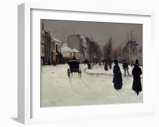 The Boulevard De Clichy under Snow-Norbert Goeneutte-Framed Giclee Print