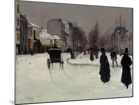 The Boulevard De Clichy under Snow-Norbert Goeneutte-Mounted Giclee Print